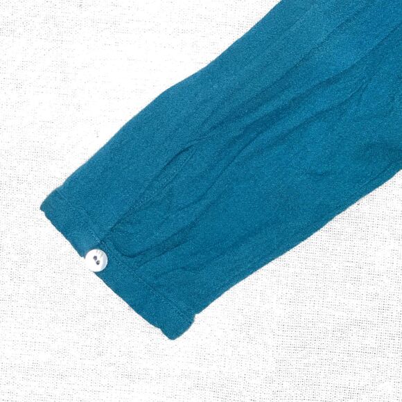 J. Jill | Dark Teal Pleated Button Up Crepe Top | Large - Picture 5 of 9